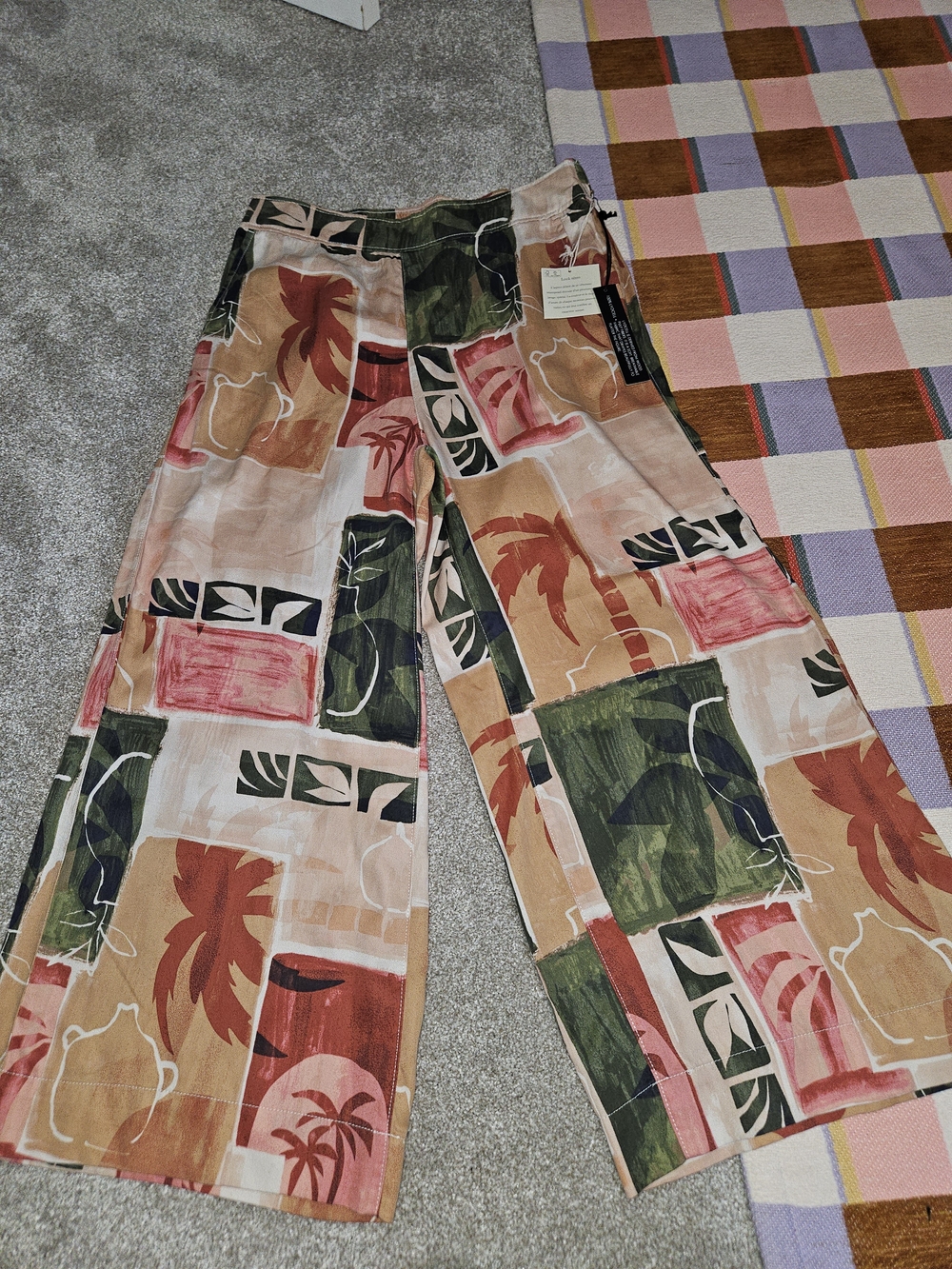 Nicole Miller Multicolor Tropical Print Wide-Leg Pants